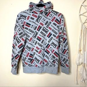 LEVI’S Kid’s Logo Allover Hoodie Grey Unisex L